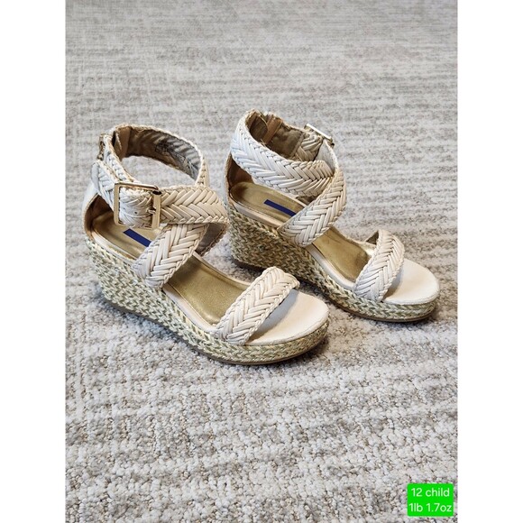 Stuart Weitzman Other - Stuart Weitzman girl Akilah Sparkle Off-White Wedge Espadrille Sandal size 12